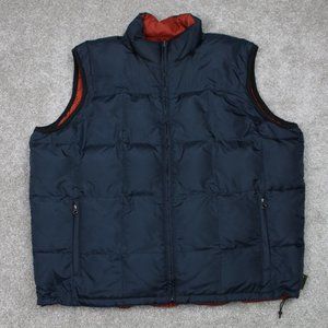 Eddie Bauer Vest Men's XL Blue/Orange Reversible Goose Down Sleeveless Jacket